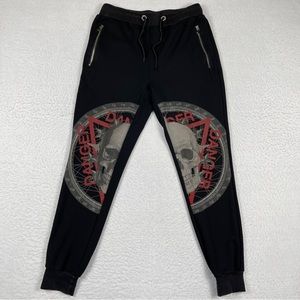 Philipp Plein Pants Mens Large Black Illegal Fight‎ Club Joggers Sweatpants